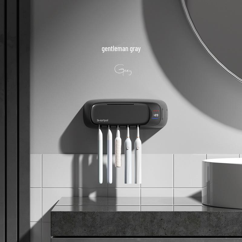 УФ-стерилизатор и держатель для зубных щеток SmartPal — подключаемый, настенный, с функцией сушки, установка без сверления.