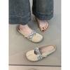 Flat bottom retro Mary Jane half slippers women's fashion outer wear spring 2025 new light mouth with skirt bag head holder