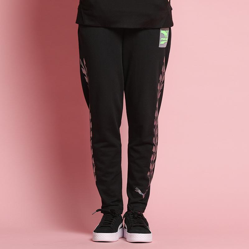 Puma Side Stripe Pattern Casual Running Training Pants Women Pants Black 530682-01