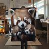 Black Red Panda pattern Flannel Blanket, High quality Comfortable for All Seasons, Home Decor, Warmth and Comfort, Perfect for Gifts.