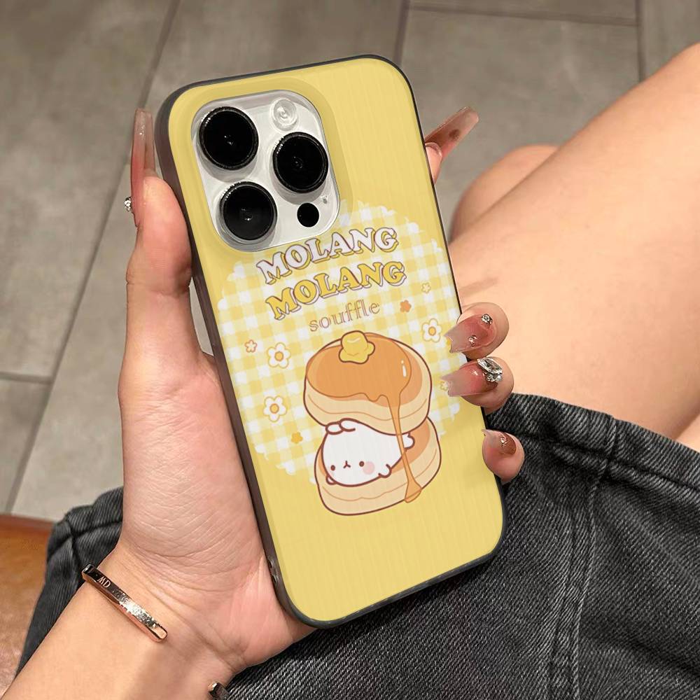 

Kawaii Cute Rabbit M-MolangS Anime For IPhone 17 16 15 Plus Pro Max 12 14 Plus 11 13 Wave Corrugated Stripe Funda Phone Cover iPhone 12