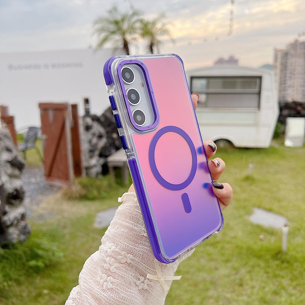 Husă de Telefon Metalică cu Obiectiv MagSafe Pentru Samsung Galaxy A56 A36 A26 A16 A06 A55 A54 A53 A35 A34 5G 4G Husă Discolorare Încărcare Wireless