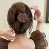 1pc Flower Beaded Straight Hair Clip Women Twist Hair Clip Shark Clip Back Of Head Hair Accessories