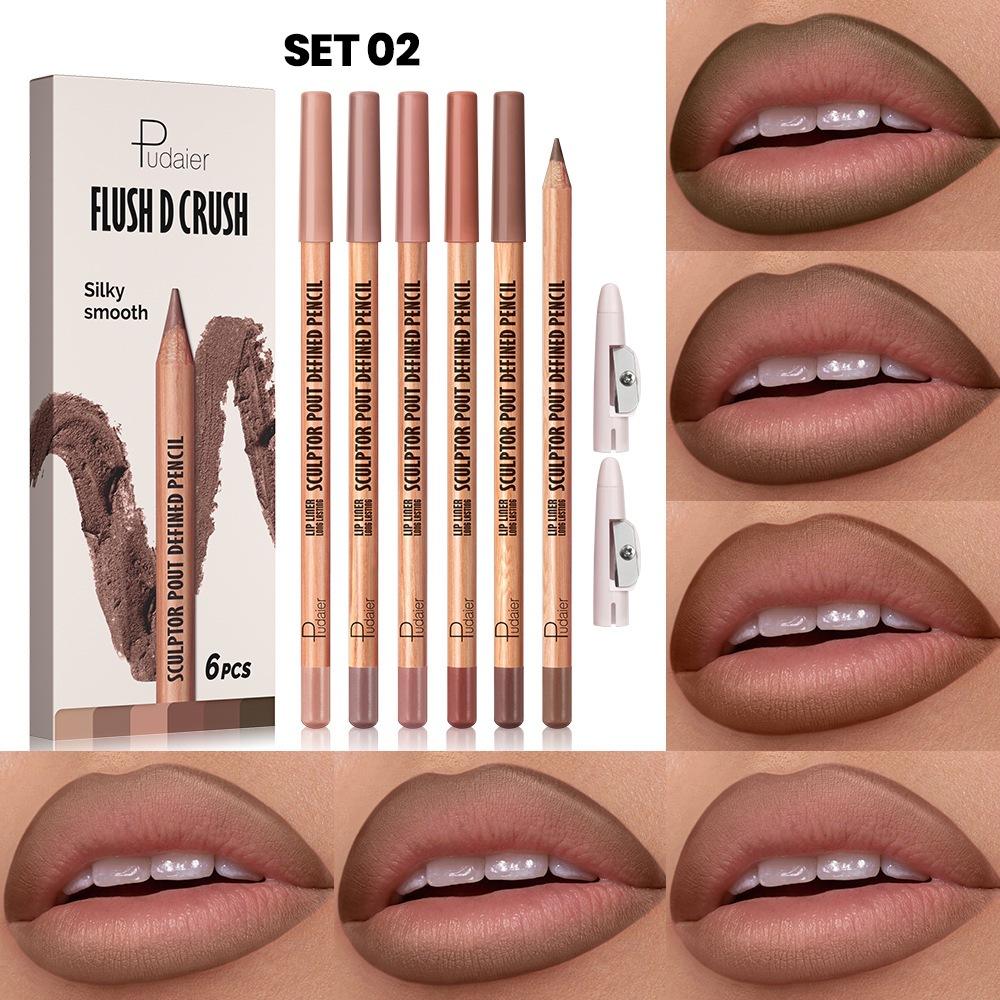 

Набор из 6 карандашей для губ, макияж, сексуальный красный, матовый, контурный, тинт, карандаш-помада, водостойкий, стойкий, не отпечатывается на посуде, косметика для губ