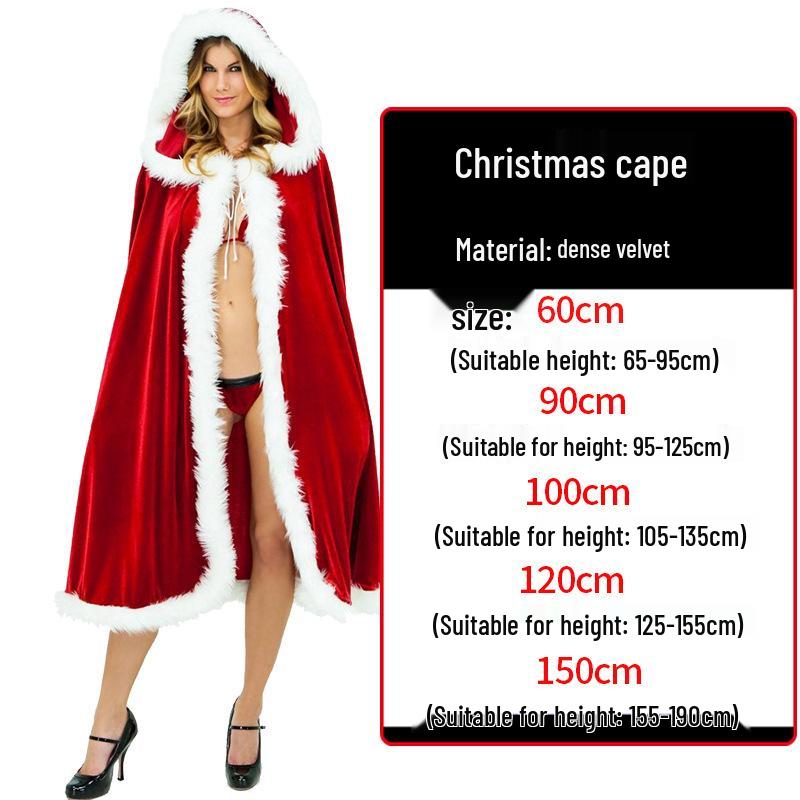 

Unisex Gold Velvet Santa Claus Cloak: Christmas & Little Red Riding Hood Costume 60cm with Hood 95cm