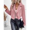 European and American Winter Slim fit Short Lapel Zip-up Jacket Short coat Women Short Jacket for Women