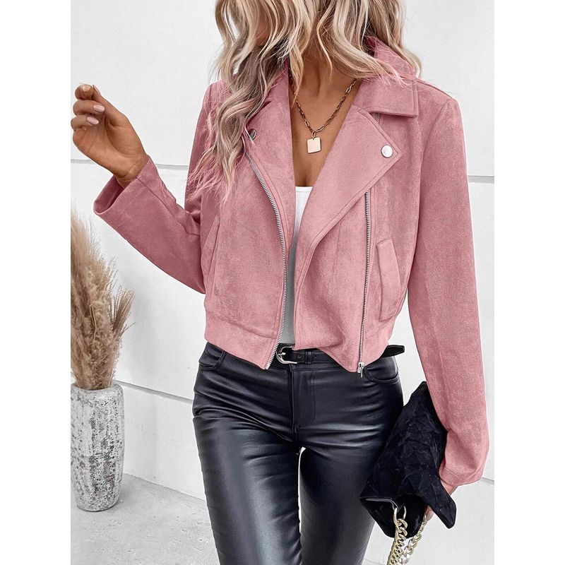 European and American Winter Slim fit Short Lapel Zip-up Jacket Short coat Women Short Jacket for Women