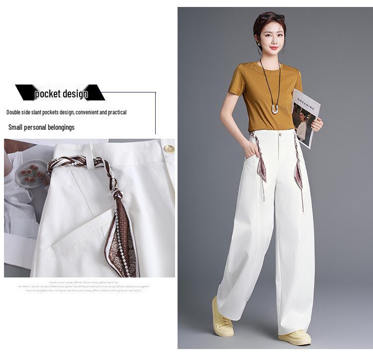 2026 Spring Korean Style High-Waisted Wide-Leg Chic Casual Pants