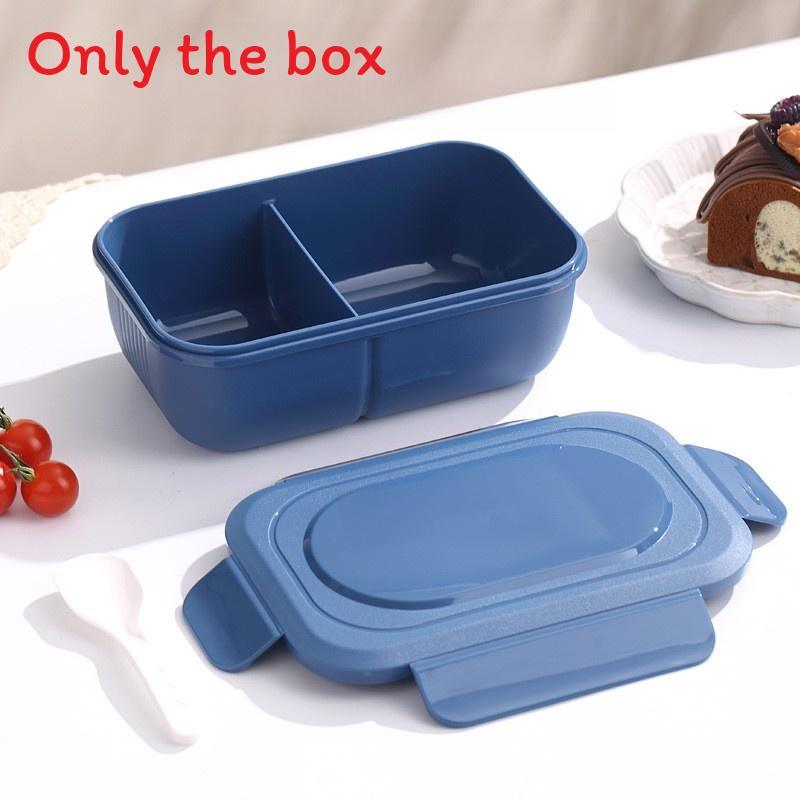 Plastic Lunch Box For Kids With Microwave Safe Sealed Compartments For School And Outdoor Use Blue Two squares