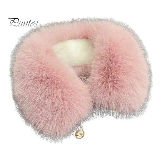 Luxury Faux Fur Accessory Fake Scarf Puffy Collar Trim Adjustable Button Fastening Neck Removable Plush Winter Warmer Wrap Thermal Quick Close