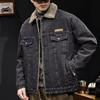 Giacca da Lavoro Invernale da Uomo in Velluto e Denim Retro Americano - Spessa, Calda, con Lana d'Agnello