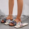 Women Slippers Home Casual Shoes Fashionable Versatile Sandals Summer New Rhinestone Flat Slippers Slides Women Zapatos De Mujer