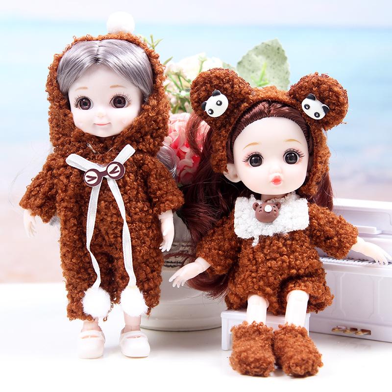 16cm Niedliche Mini Lolita Prinzessin BABI Puppen Spielzeug 1/8 BJD Gelenke Bewegliche Puppe Zeichentrick Kleidung Mädchen Verkleiden Spielhaus Spielzeug Geschenke