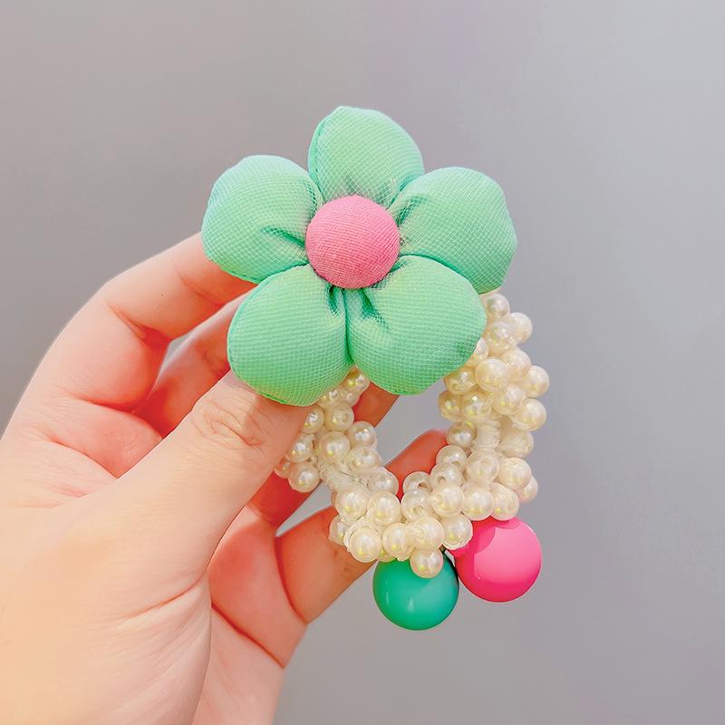 Princess Crown Pearl Hair Ties for Girls - Korean Style Bun and Ponytail Accessories