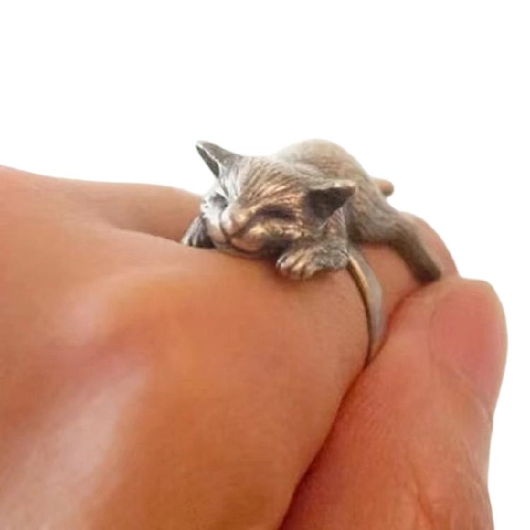 Cats Shaped Ring With Opening Feature Trendy Alloy Jewelry For Girls And Women Stylish Everyday Accessory