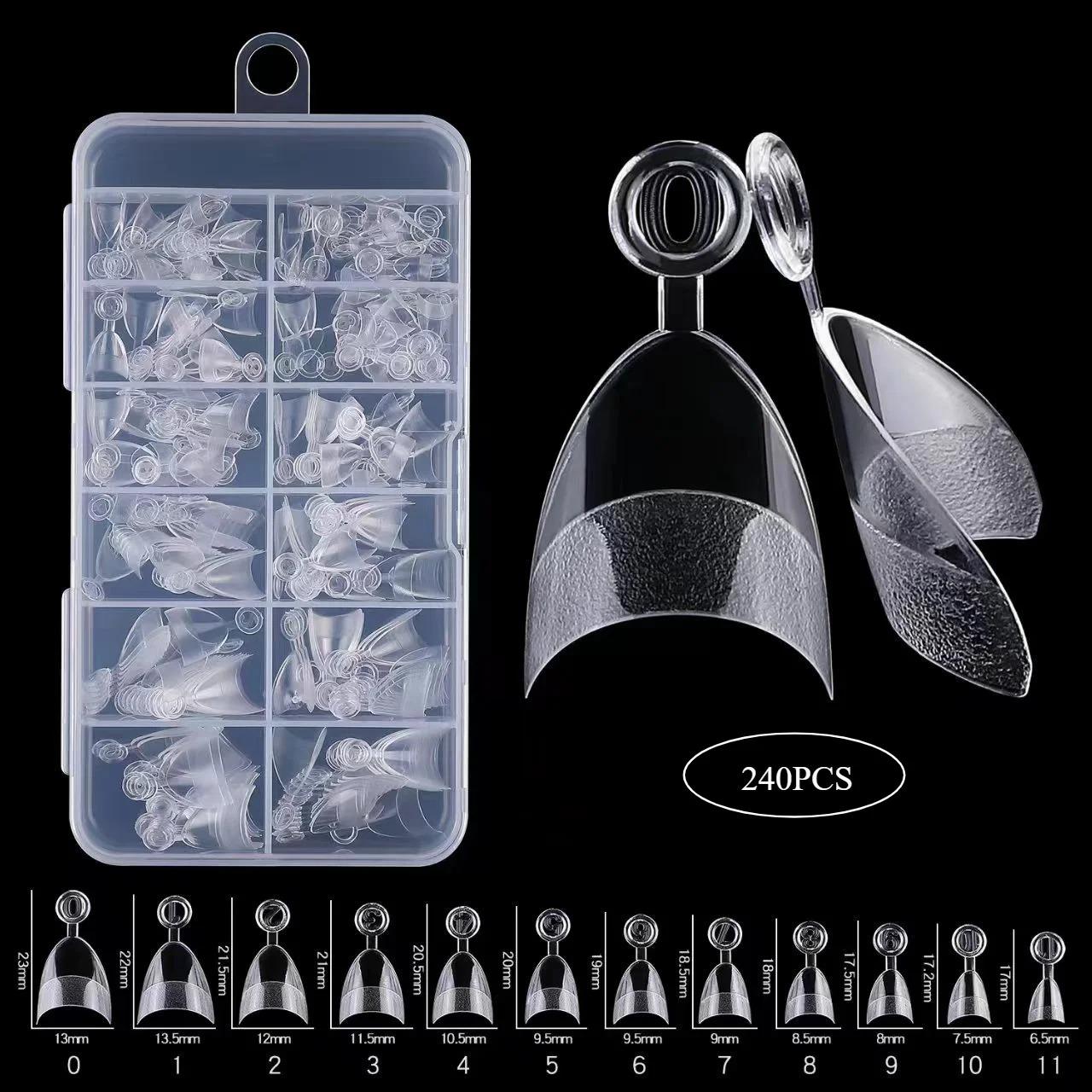 

240 шт. Полупокрытие миндальных предварительно подпиленных типсов для ногтей полуматовые XS накладные накладные ногти для маленьких крошечных ногтей 12 размеров в коробке