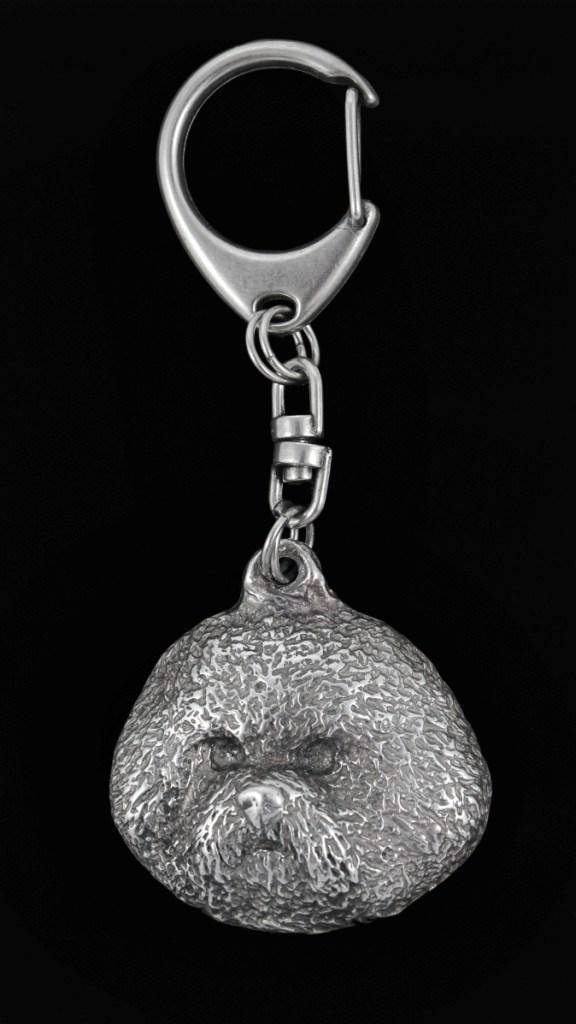 Bichon Frise, Bichon Tenerife, Bichon a poil frise - Postříbřená klíčenka s pejskem, ozdoba na kabelku, přívěsek na batoh značky Art-Dog