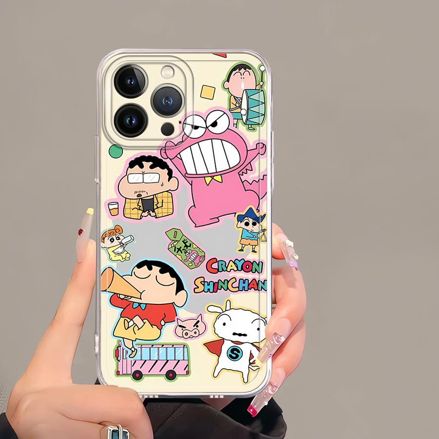 Cute Crayons Shinchans Case for iPhone 17 Pro Max Air 15 XR 13 Pro 14 Plus 12 Mini 11 16 XS Max 7 8 Soft Phone Cover