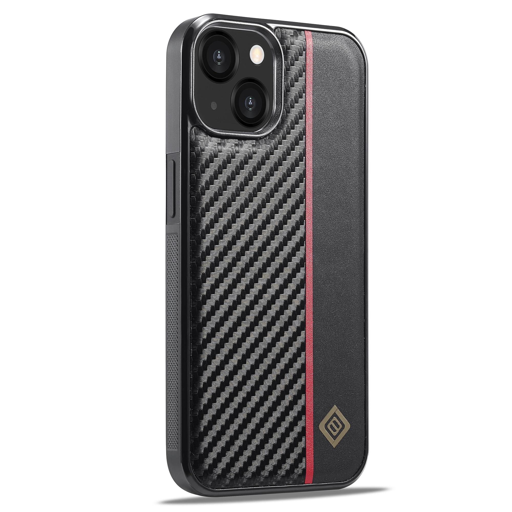 

LC.IMEEKE For iPhone 15 Carbon Fiber Texture Shockproof Phone Case PU Leather+TPU+EVA Back Cover A