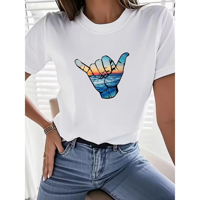 

Women s Shaka Sunset Ocean Graphic Casual Short Sleeve Beach Vibes Tee 4XL