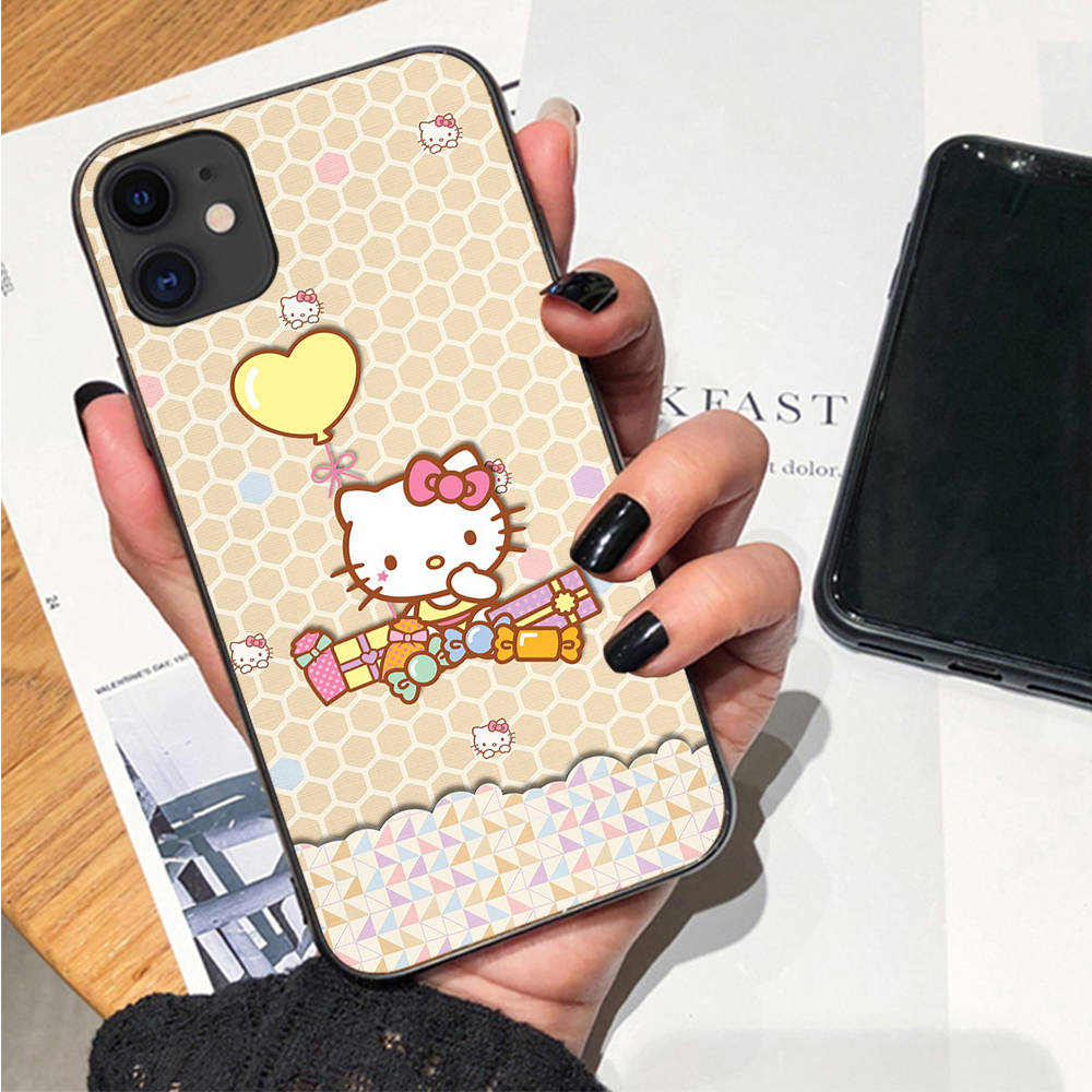 Case for iPhone 16 15 Plus 14 13 12 11 Pro 8 7 6S 6 SE 5S X XR XS Max Realme C30 C33 C31 9I Black Sofe Cover LI14 Hello Kitty