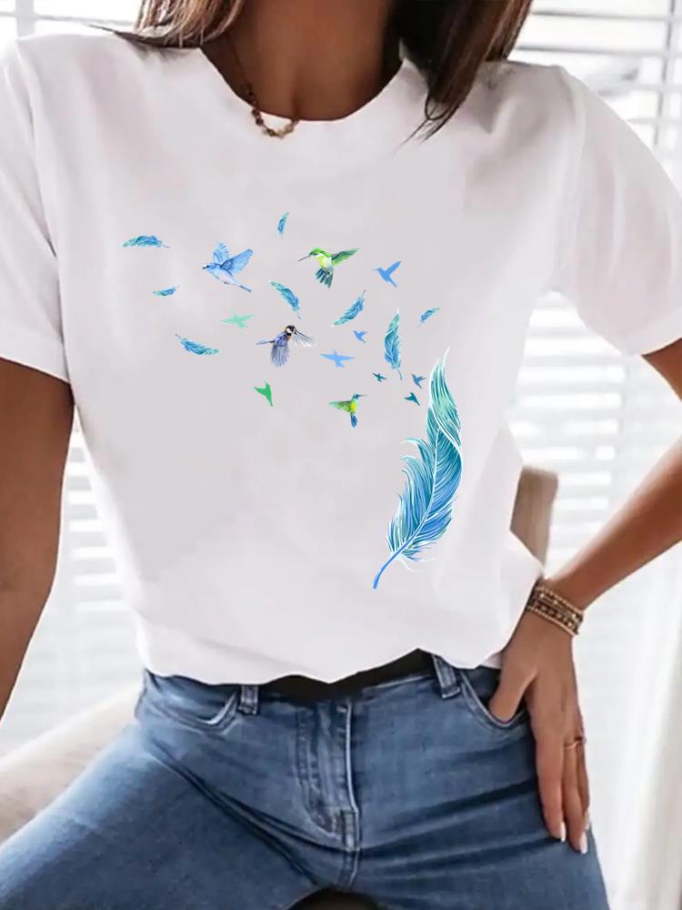 (Asian Size) Clothing sweet butterfly trend cute T Shirt Tee Top Women Fashion Female Woman Print  Short Sleeve Graphic T-shirts