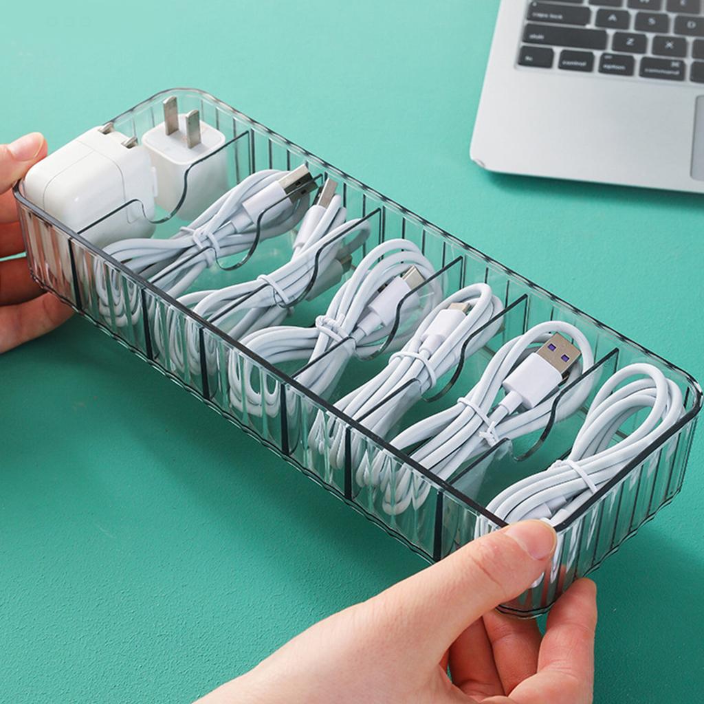 Cable   Box Multiple Compartments Remote Control   Cord Storage Box for Home Desktop