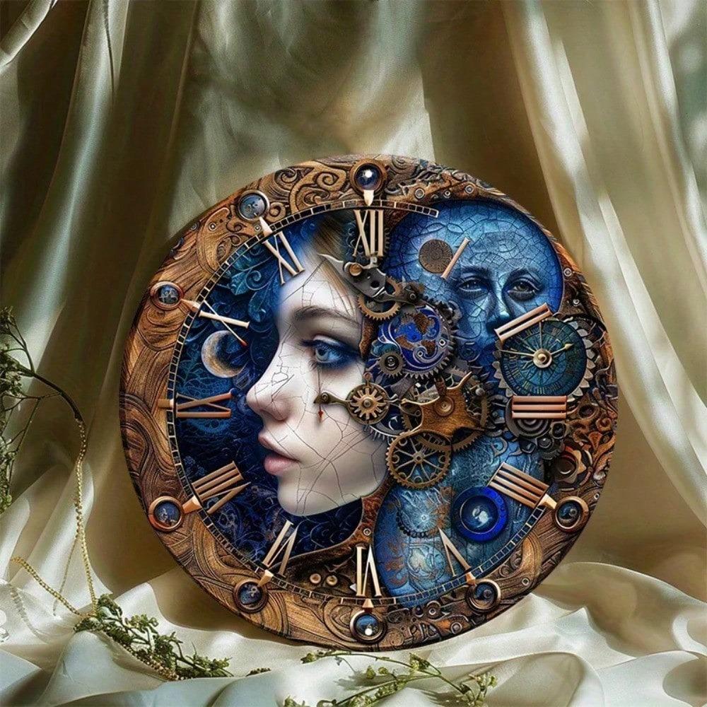 Orologio da Parete a Ingranaggi Steampunk Segno Metallico Decorazione Vintage per Casa Ufficio