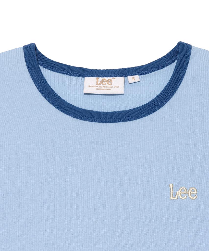 LEE Women'S Small Twitch Logo Ringer T-Shirt Light Blue