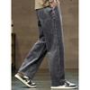 Men Straight Leg Blue Gray Loose Y2K Drawstring Jeans Streetwear Casual Wide Denim Pants Male Baggy Stylish Harajuku Trousers
