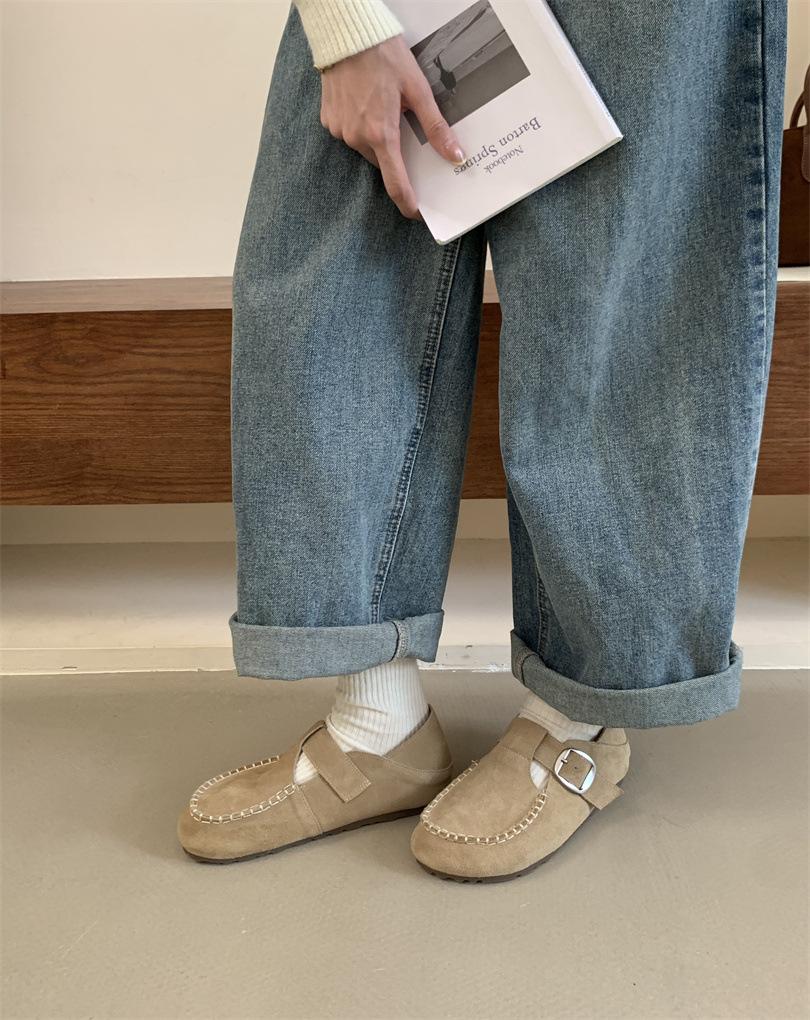

Retro niche thick-soled soft-soled loafers women s shoes autumn 2025 new versatile single shoes Doudou shoes 40 хаки