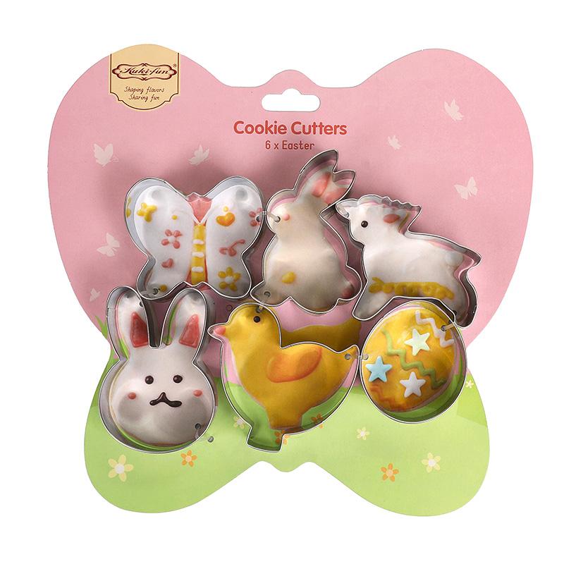 4/5/6Pcs Easter Bunny Eggs Cookie Cutter Stainless Steel Butterfly Carrot Fondant Cake Baking Mold Easter Party Decor Supplies