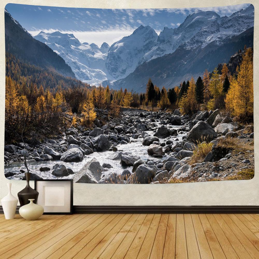 Mountains Tapestry Hanging Cloth, Landscape Wall Hanging Room Decoration Cloth, Ins Tapestry Tablecloth