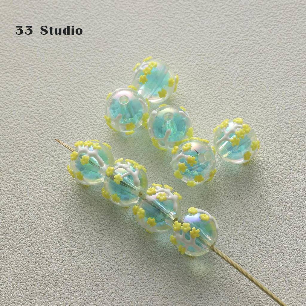 Pure Hand-painted Beads Stickers Diamonds Set Pearl Diy Jewelry Accessories Material Package Beads Car Pendant Cell Phone Chain Beads