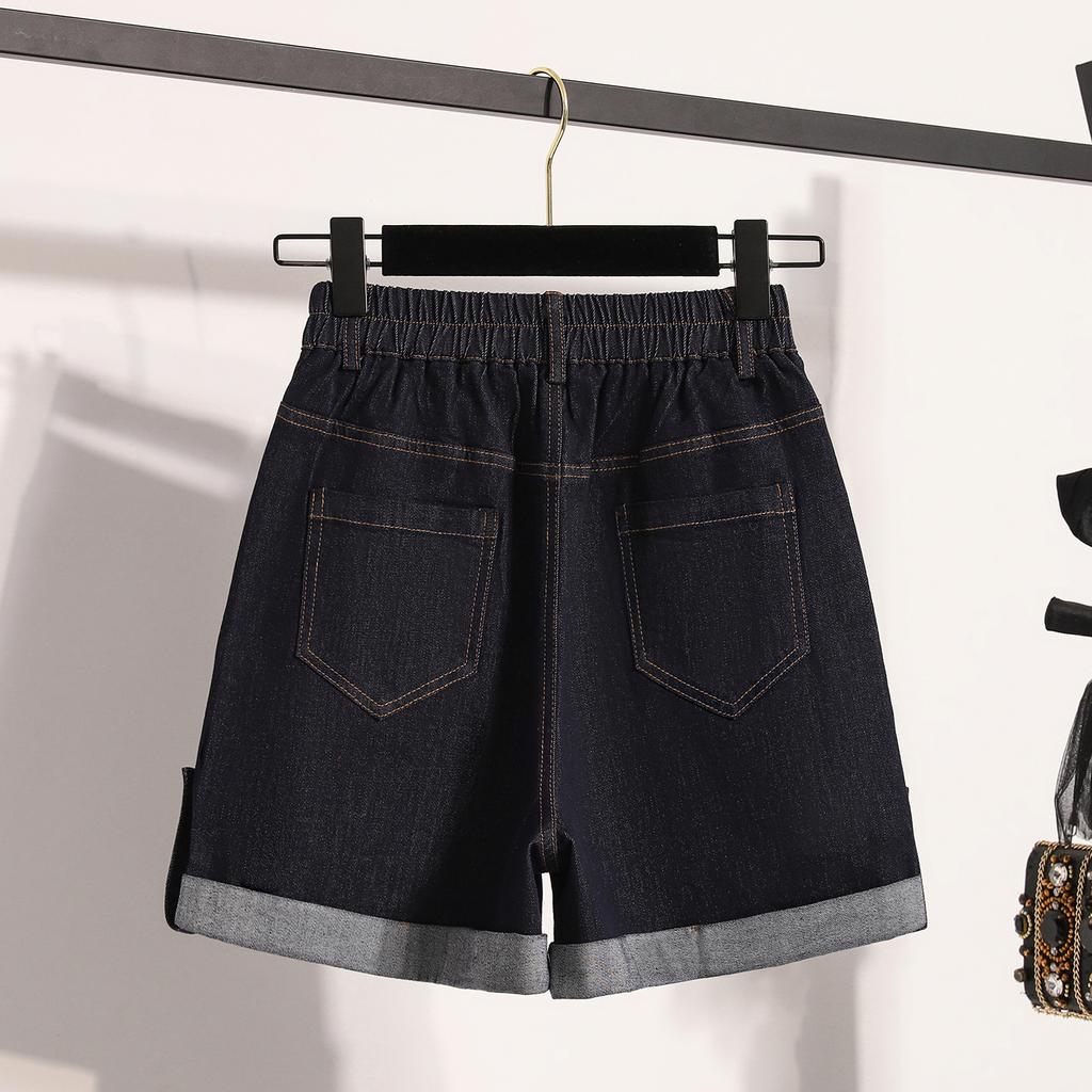 DIMANAF Plus Size 2025 Women Shorts Pants Summer Elastic Loose Jeans Short Basic High Waist Casual Harem Pants 5XL