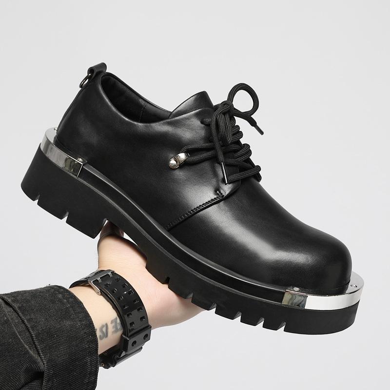 Fashion 2025 Autumn Casual Business Leather Shoes for Men Height-increasing Big Head Derby Men's Shoes Fashion Black Platform Shoe Man