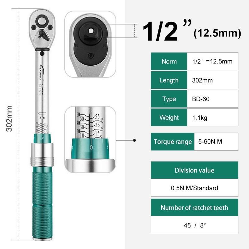 

Регулируемый динамометрический ключ промышленного класса 0,5-220 Н.м Ключ для ремонта автомобилей и велосипедов