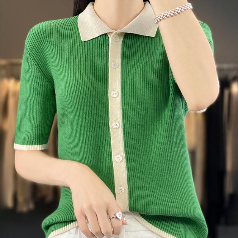 

IHUASU хлопковый трикотажный кардиган с короткими рукавами, женская летняя облегающая универсальная верхняя одежда XXL зелёный