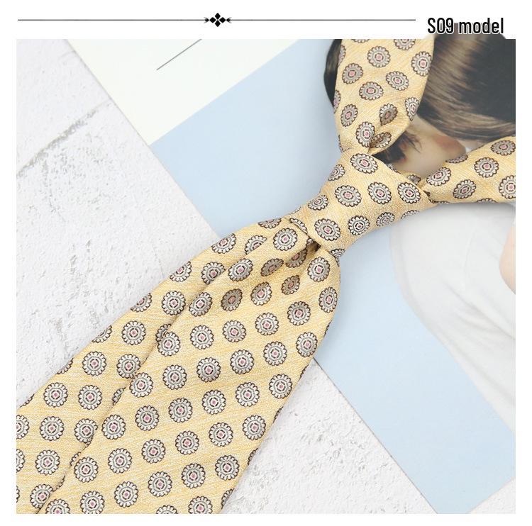 Maillard Style 8CM Retro Beige Coffee Champagne Tie - Korean Casual and Formal Fashion for Men