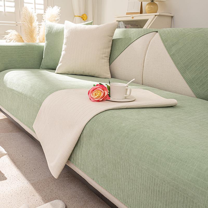 Chenille Sofa Cushion Solid Colour Universal Living Room Non-Slip Sofa Cover Home Dustproof Decoration Chaise Lounge Cushion