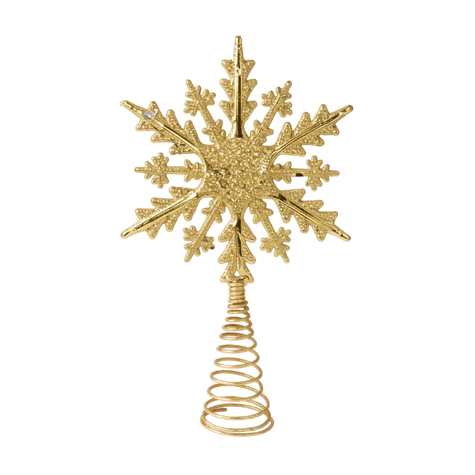 Christmas Tree Topper Star Decoration with Snowflake Coating Tabletop Ornament one size