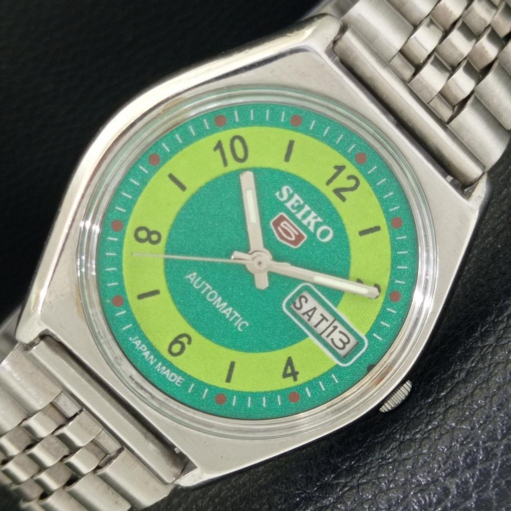 

GENUINE VINTAGE SEIKO 5 AUTOMATIC JAPAN 6309A MENS GREEN DIAL WATCH a702715-1 R210-a702715