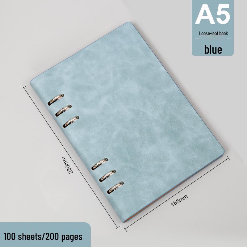 A5/B5 Loose-Leaf U-Ring Notebook with Custom Logo and Refills синий