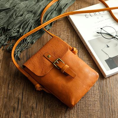 Einfache Echtes Leder Frauen Tasche Retro Einfarbig Natürliche Rindsleder Mini Telefon Tasche Freizeit Kleine Schulter Taschen