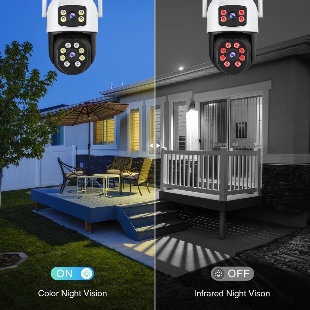Cámara IP PTZ WiFi 8MP/10MP 5Ghz Lente Dual Intercomunicación en tiempo real Detección Humana Alerta Inteligente Cámaras de Seguridad 4K para Exterior