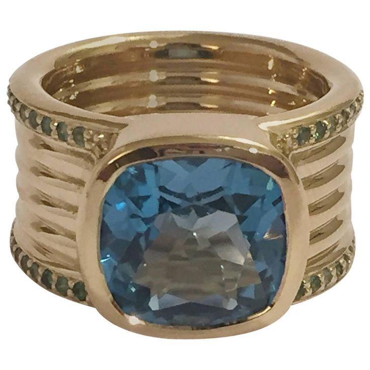 Delicate Gold Color Inlaid with Blue Stone Rings Gorgeous  Party Engagement Wedding Rings for Women Jewelry 6