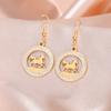 Cool Running Horse Drop Earrings Women Stainless Steel Clear Zircon Round Earrings Gold Animal Jewelry Gift