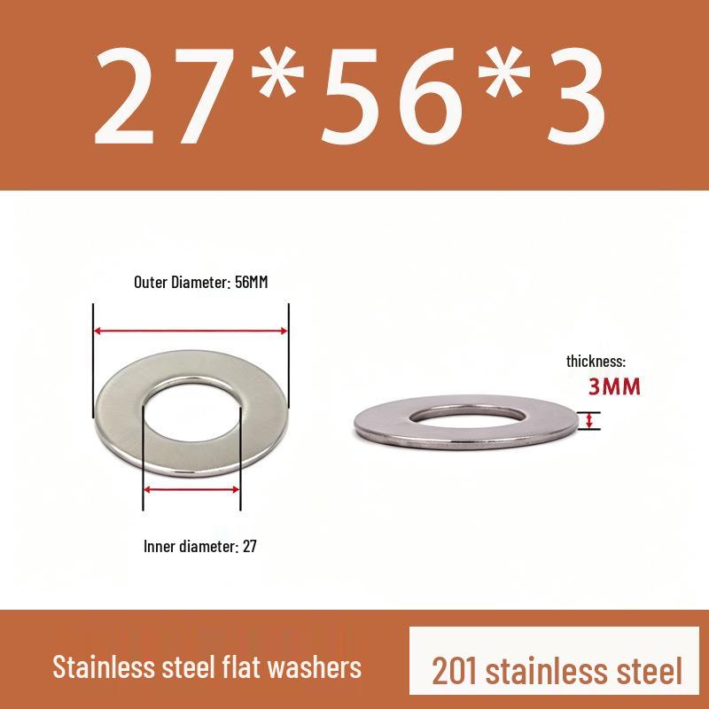 201 Stainless Steel Rust-proof Flat Washer - National Standard Hardware Fasteners with Complete Specifications, In Stock.