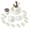 Ink Landscape Lamb Fat Jade Ceramic Tea Set
