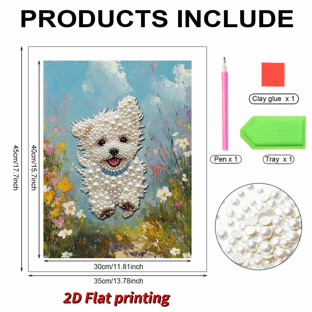 DIY Pearl Painting Set The Running Puppy Pattern Home Decoration Handmade Sticky Diamond Creative Canvas Pearl Art Painting Crafts Perfect Gift